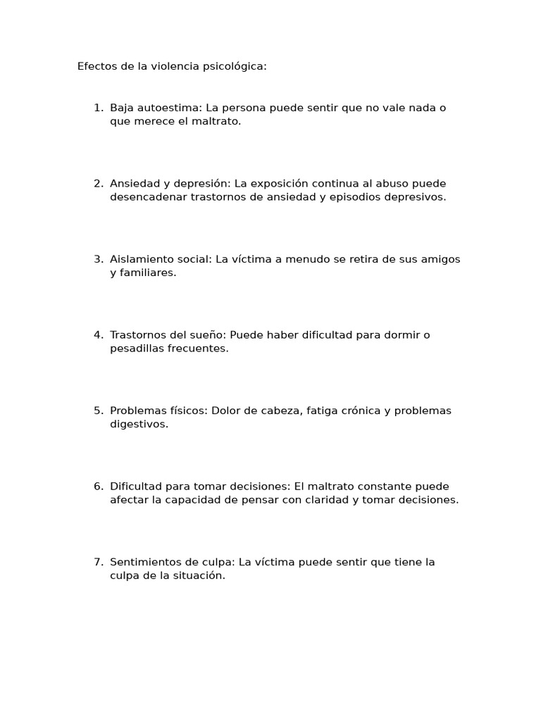 Efectos y prevención de la violencia psicológica | PDF