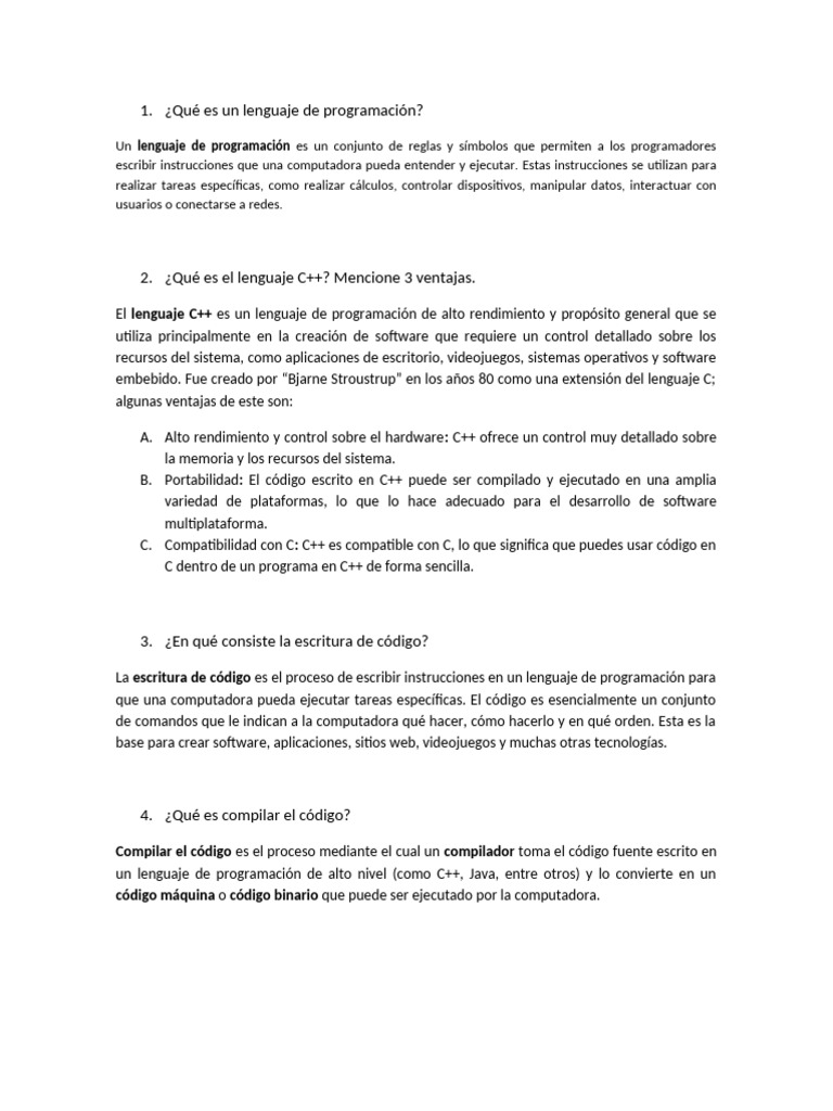 Introducción al lenguaje de programación C++ | PDF