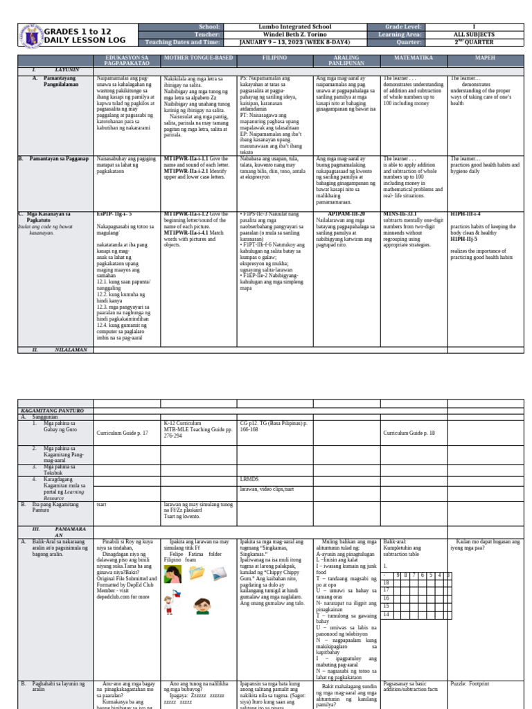 DLL - All Subjects 1 - Q2 - W8 - D4 | PDF