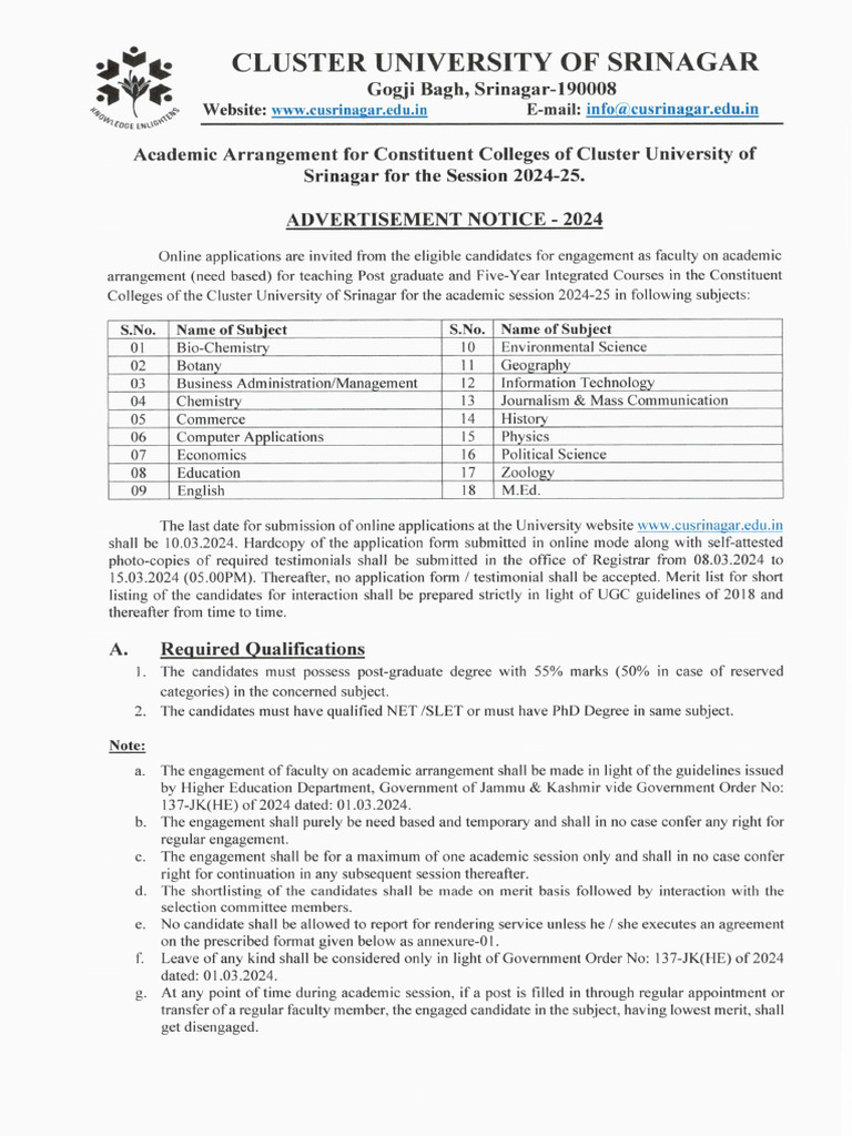 Academicarrangementnotification | PDF