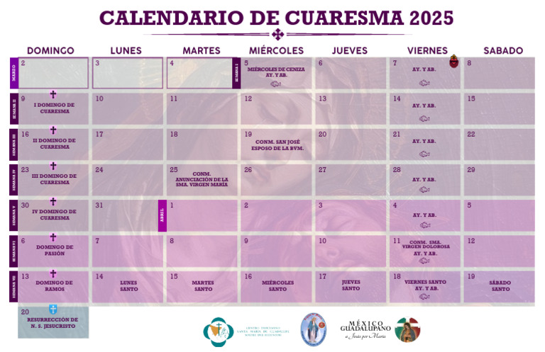 Calendario Cuaresma 2025 PDF | PDF | Fiestas cristianas y días santos