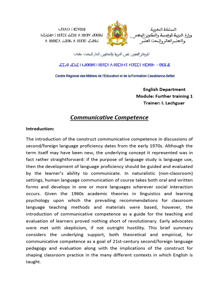 Communicative Competence in Language Teaching | PDF | Linguistics ...