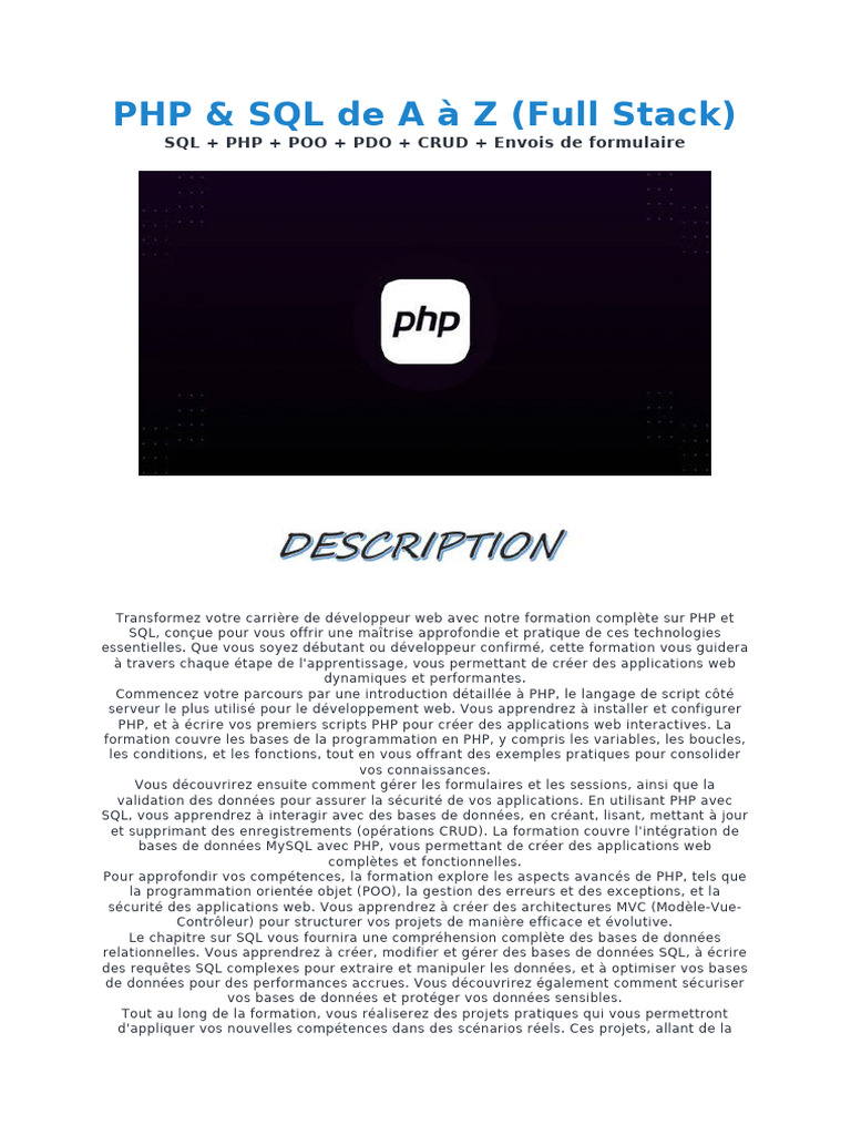 Formation PHP & SQL Complète | PDF | PHP | Internet
