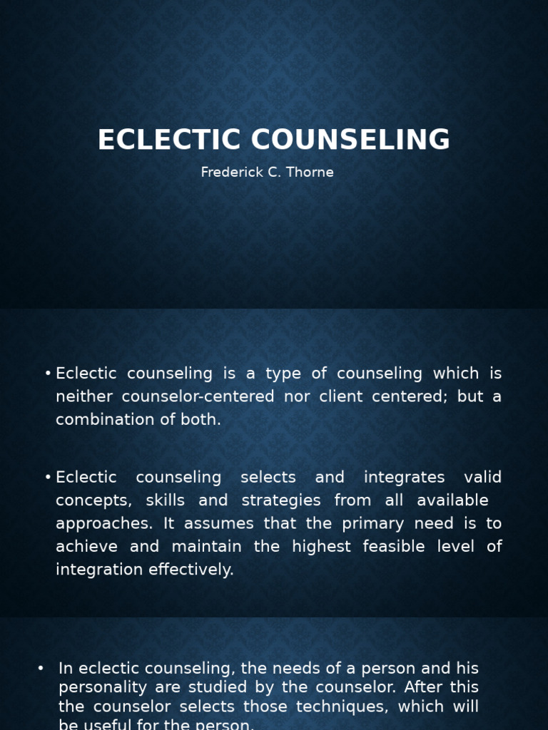 Eclectic Counseling Techniques Explained | PDF