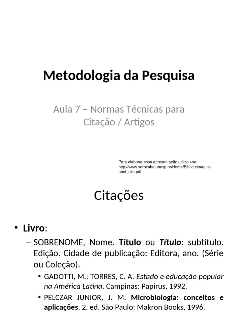 Normas ABNT para Citação de Artigos | PDF | Publicações acadêmicas ...