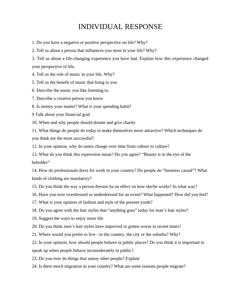 Individual Response Summit 1 | PDF