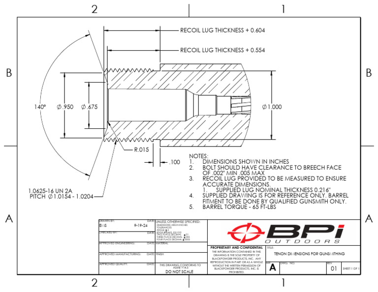 Gunsmithing Tenon Dimensions Guide | PDF | Projectiles | Projectile Weapons