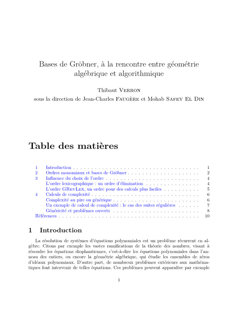 Bases de Gröbner : Géométrie et Algorithmes | PDF | Polynôme | Concepts ...