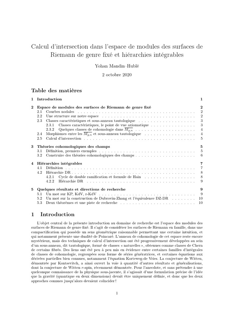 Intersection des surfaces de Riemann PDF Variété (géométrie — free download
