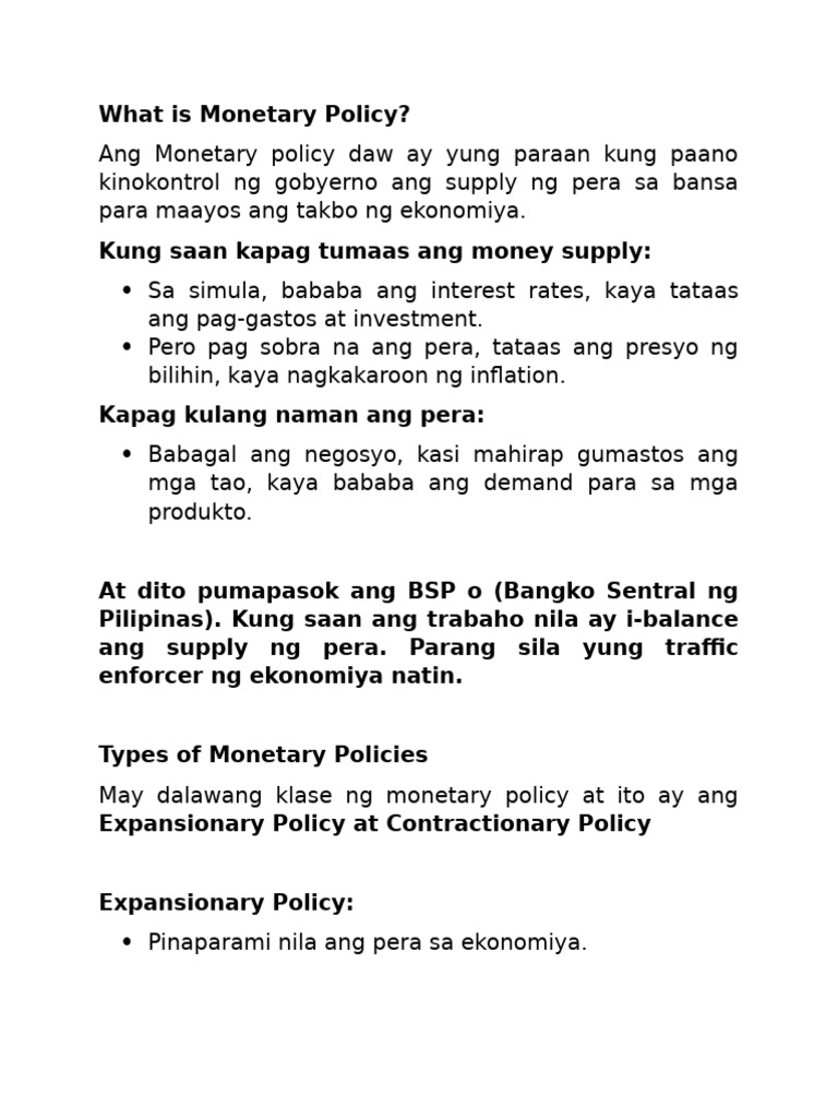 What Is Monetary Policy | PDF