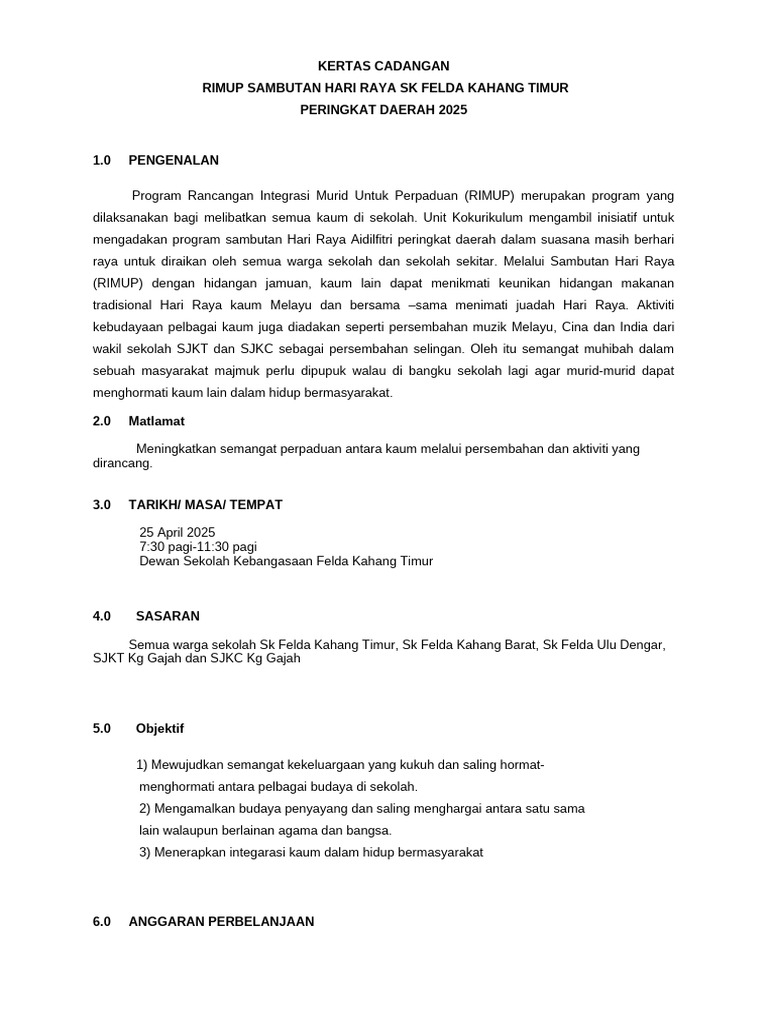Kertas Cadangan Rimup Raya | PDF