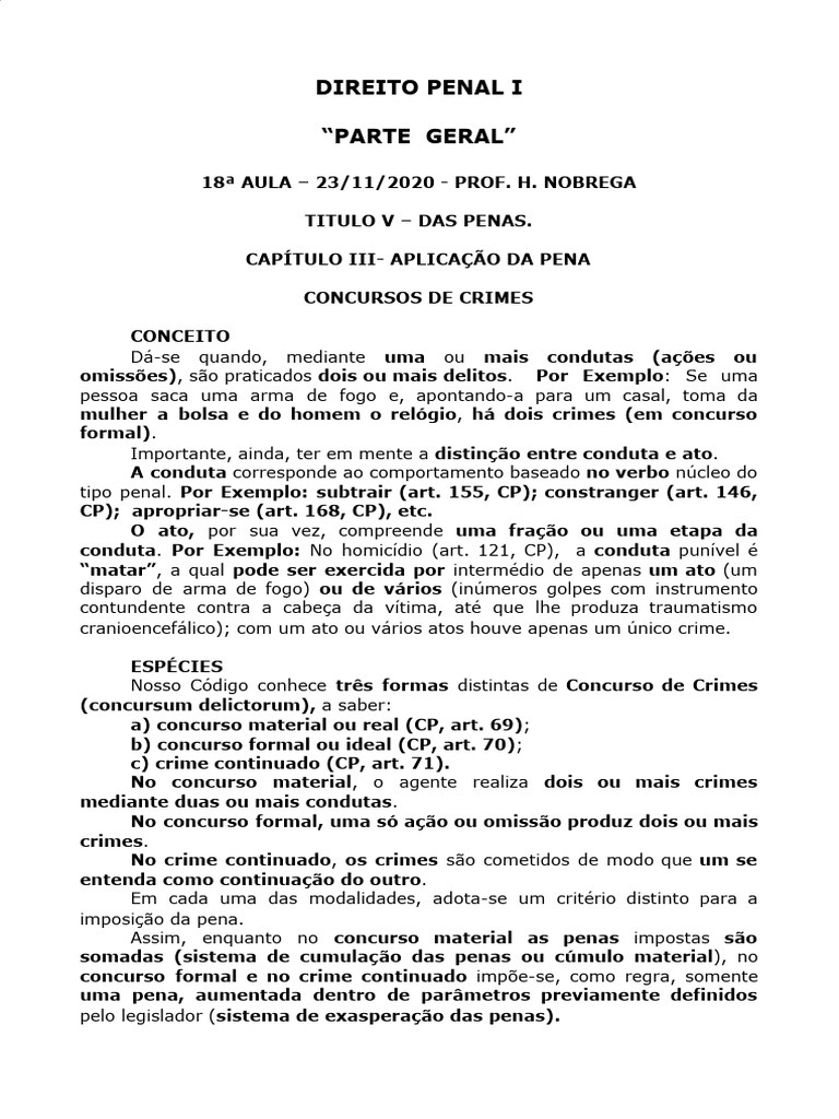 Concurso de Crimes no Direito Penal | PDF | Crimes | Crime e Violência