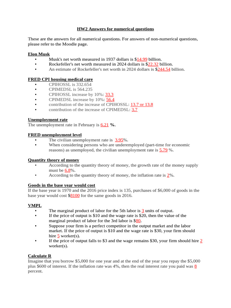 HW2 Answers For Numerical Questions | PDF | Gross Domestic Product ...