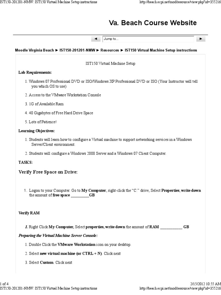 Virtual Machine Setup Instructions Pdf Windows 7 Double Click
