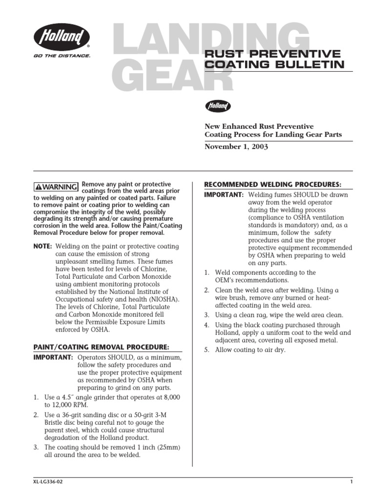 Holland Landing Gear Rust Prevention | PDF | Welding | Construction
