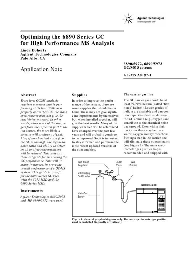 Optimizing The 6890 Series GC For High Performance MS Analysis | PDF ...