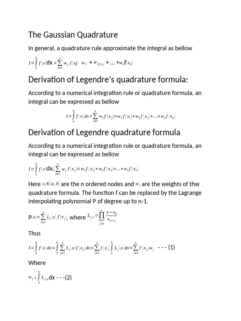 The Gaussian Quadrature Pdf Applied Mathematics Abstract Algebra