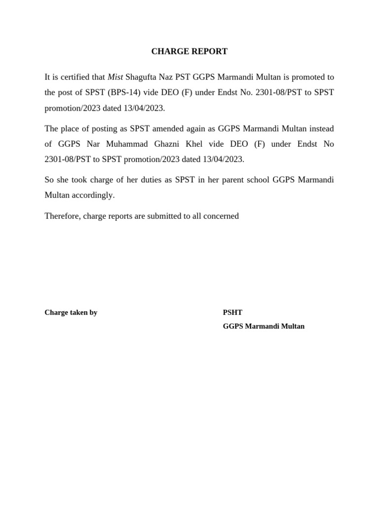 Charge Report | PDF