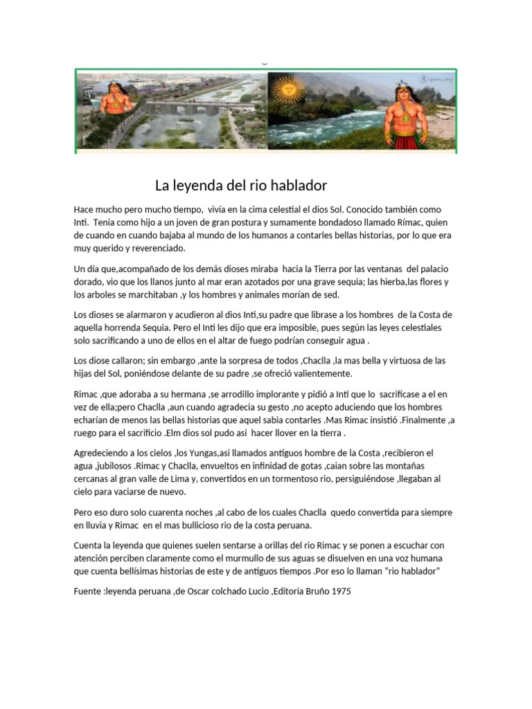 La leyenda del río hablador y Rímac | PDF