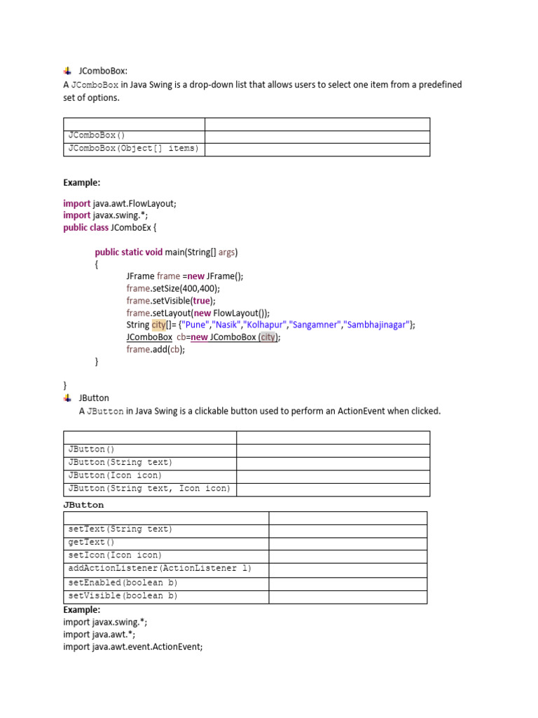 Swing and Advanced Swing Components | PDF | Constructor (Object ... image.