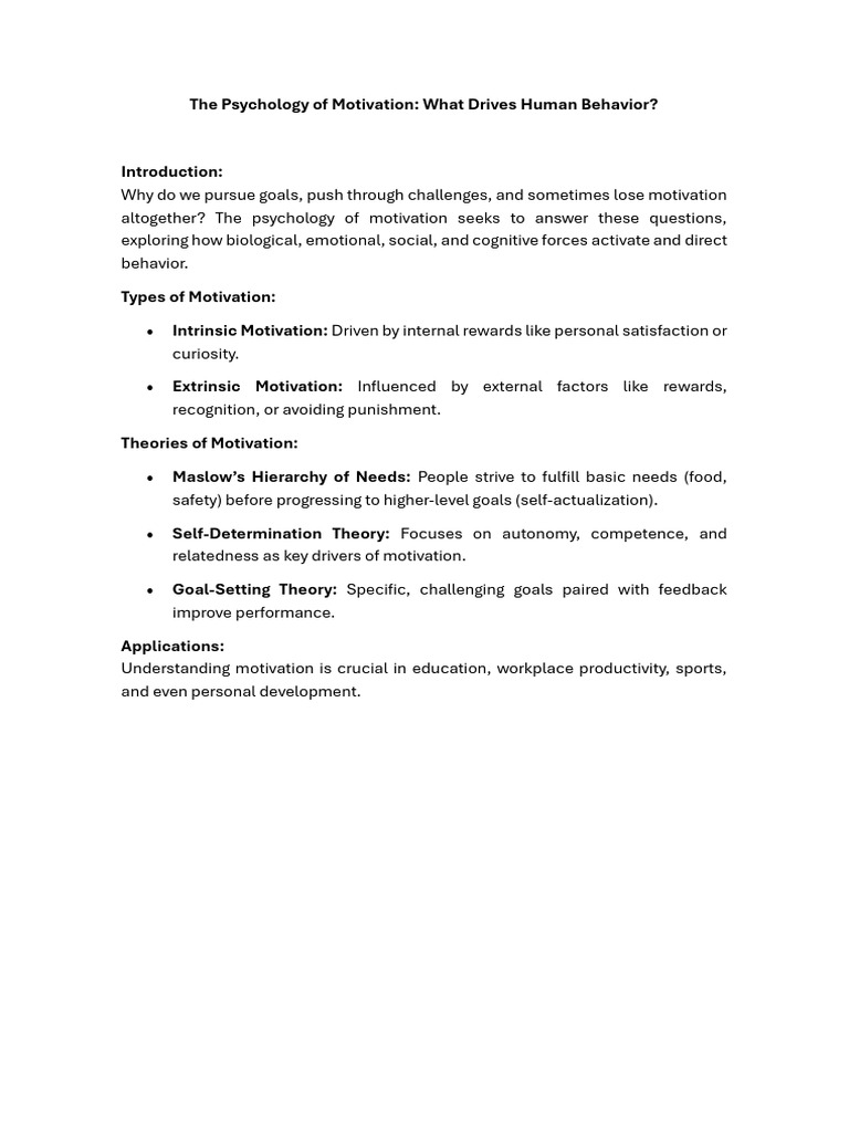 Understanding Motivation in Psychology | PDF