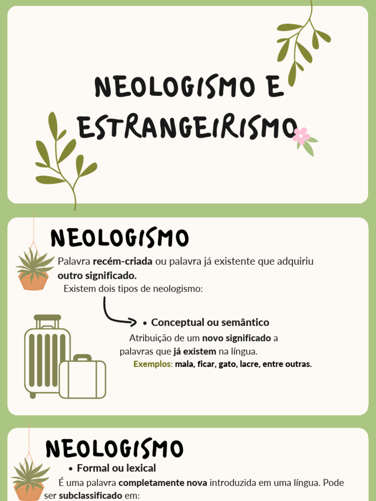 Neologismo e Estrangeirismo: Conceitos e Exemplos | PDF