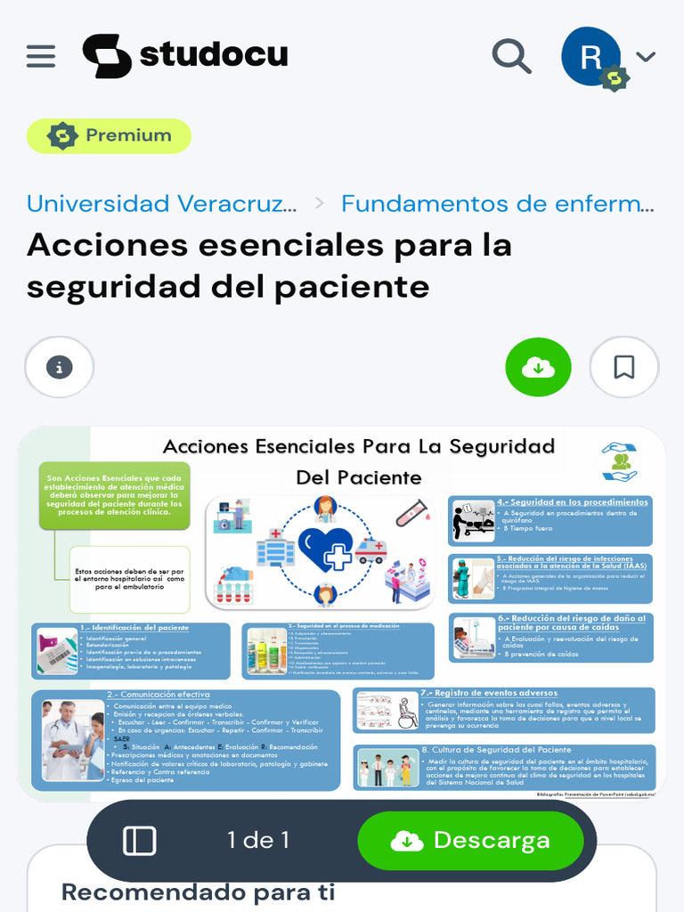 Acciones Esenciales para La Seguridad Del Paciente - Bibliografía ...