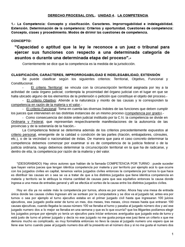Competencia en Derecho Procesal Civil | PDF | Demanda judicial | Ley ...