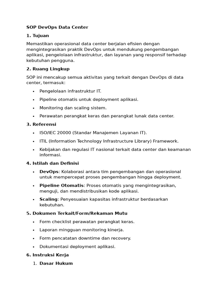 SOP DevOps untuk Efisiensi Data Center | PDF