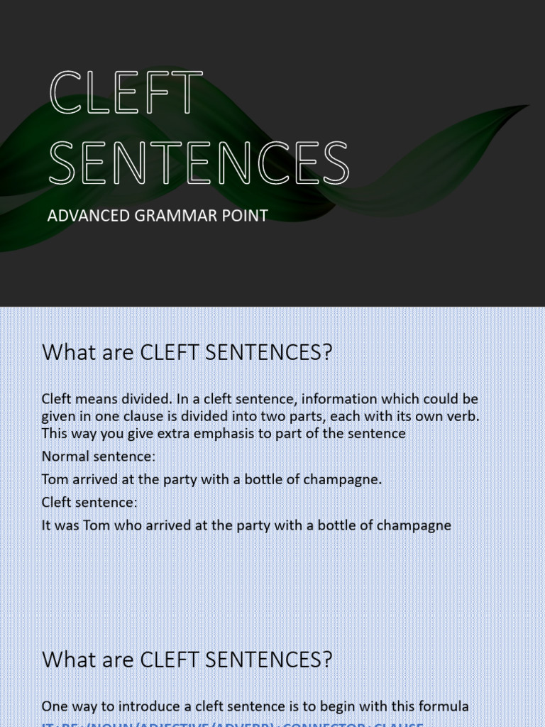 Understanding Cleft Sentences in Grammar | PDF | Sentence (Linguistics ...