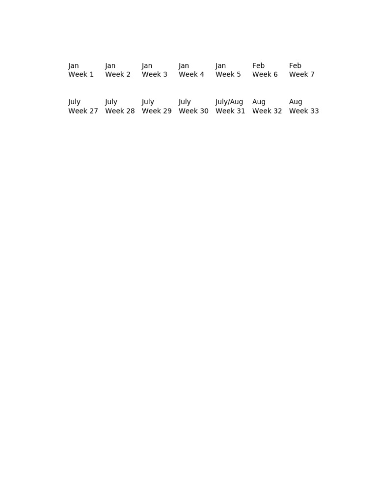 Monthly Weekly Breakdown Calendar | PDF