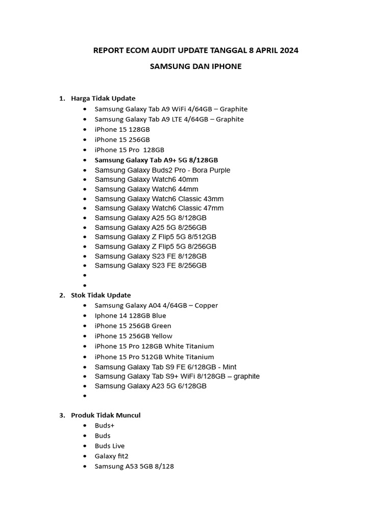 Ecom Audit Update: Samsung & iPhone 2024 | PDF