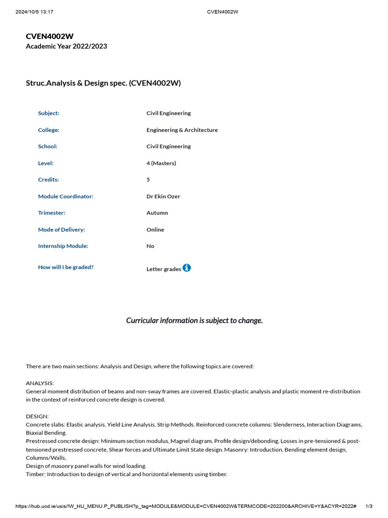 CVEN4002W: Advanced Civil Engineering Design | PDF | Beam (Structure ...