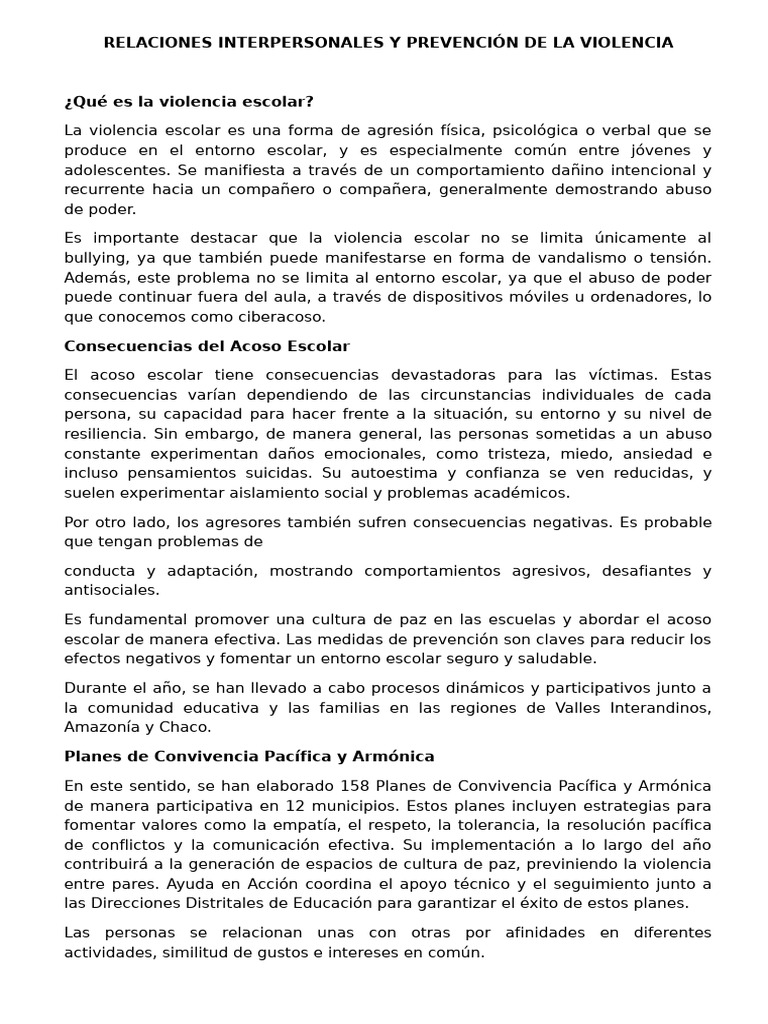 Relaciones Interpersonales y Prevención de La Violencia | PDF ...