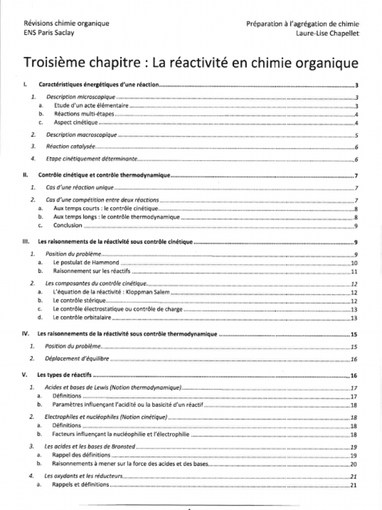 Réactivité en chimie organique : révisions | PDF | Réactions chimiques ...