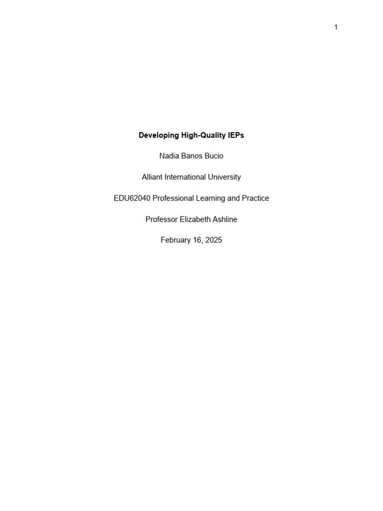 High-Quality IEP Development Guide | PDF | Individualized Education ...