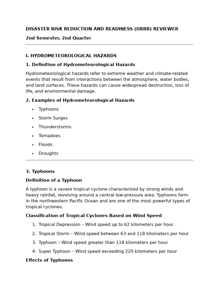 Disaster Risk Reduction and Readiness Hydrometeorological Hazards | PDF ...