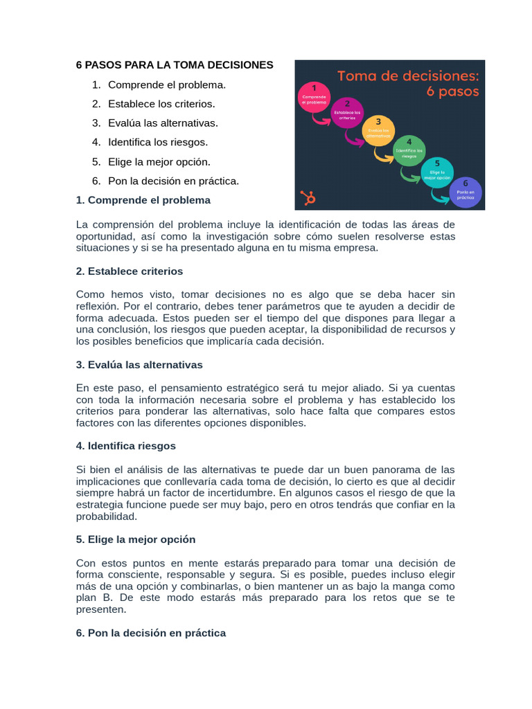 6 Pasos para Tomar Decisiones Efectivas | PDF | Gestión de recursos humanos