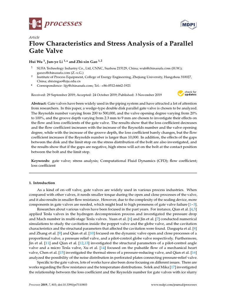 Flow and Stress Analysis of Gate Valve | PDF | Fluid Dynamics | Valve
