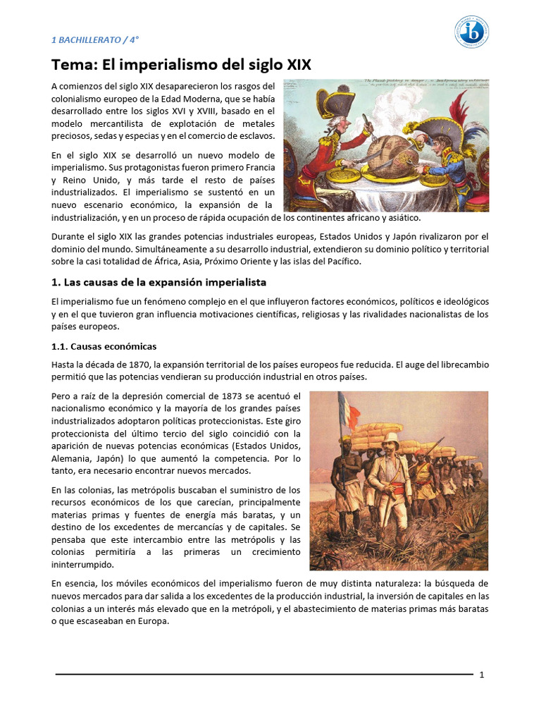Causas del imperialismo en el siglo XIX | PDF | Colonialismo | Imperio ...