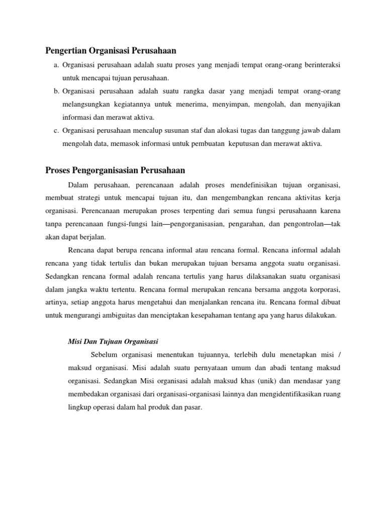 Pengertian Organisasi Perusahaan Pdf
