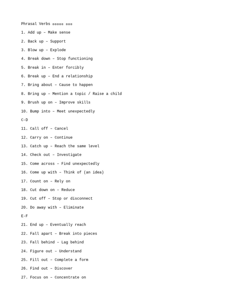 100 Essential Phrasal Verbs Explained | PDF