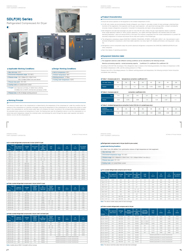 Refrigerated Compressed Air Dryer Guide | PDF | Refrigeration | Water