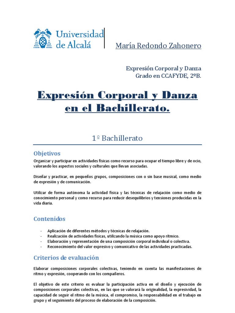 Expresión Corporal y Danza en Bachillerato | PDF | Ritmo | Bailes