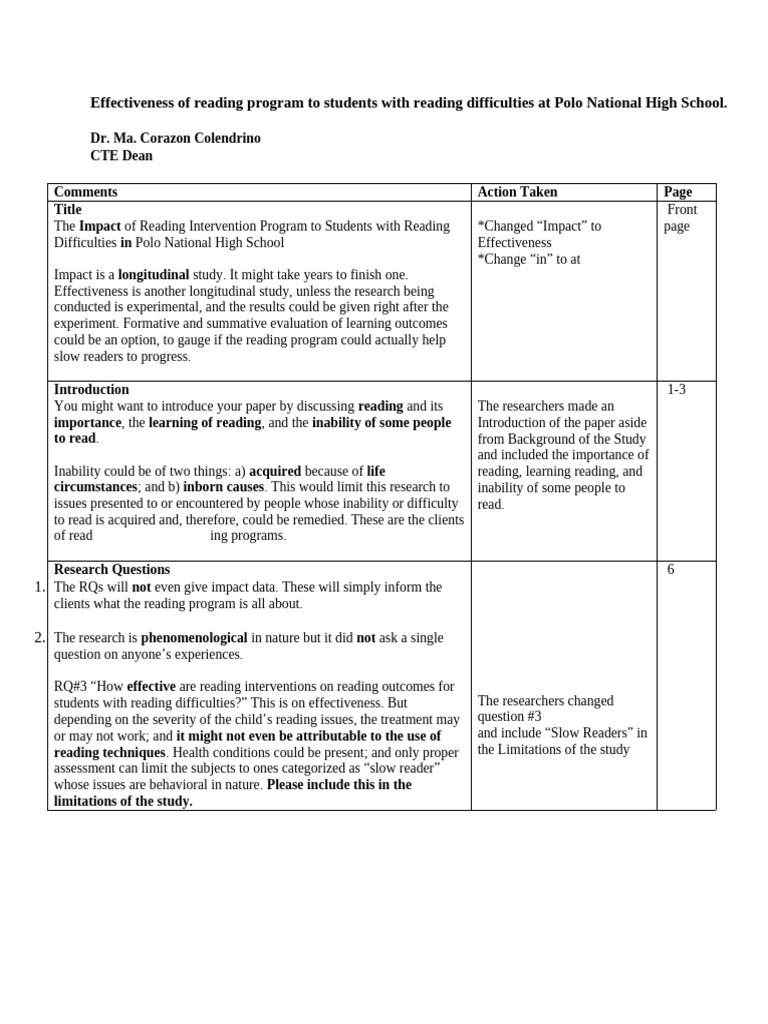 Reading Program Effectiveness at Polo High | PDF | Learning Theory ...