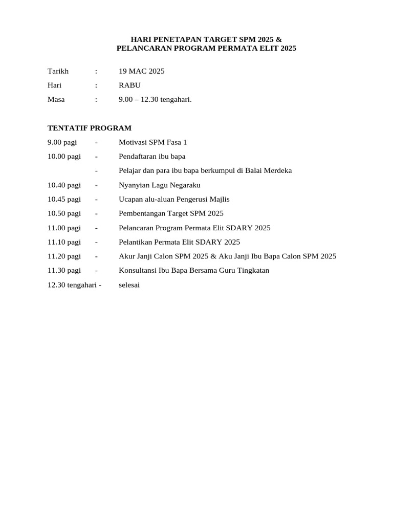 Penetapan Target SPM 2025 dan Program | PDF