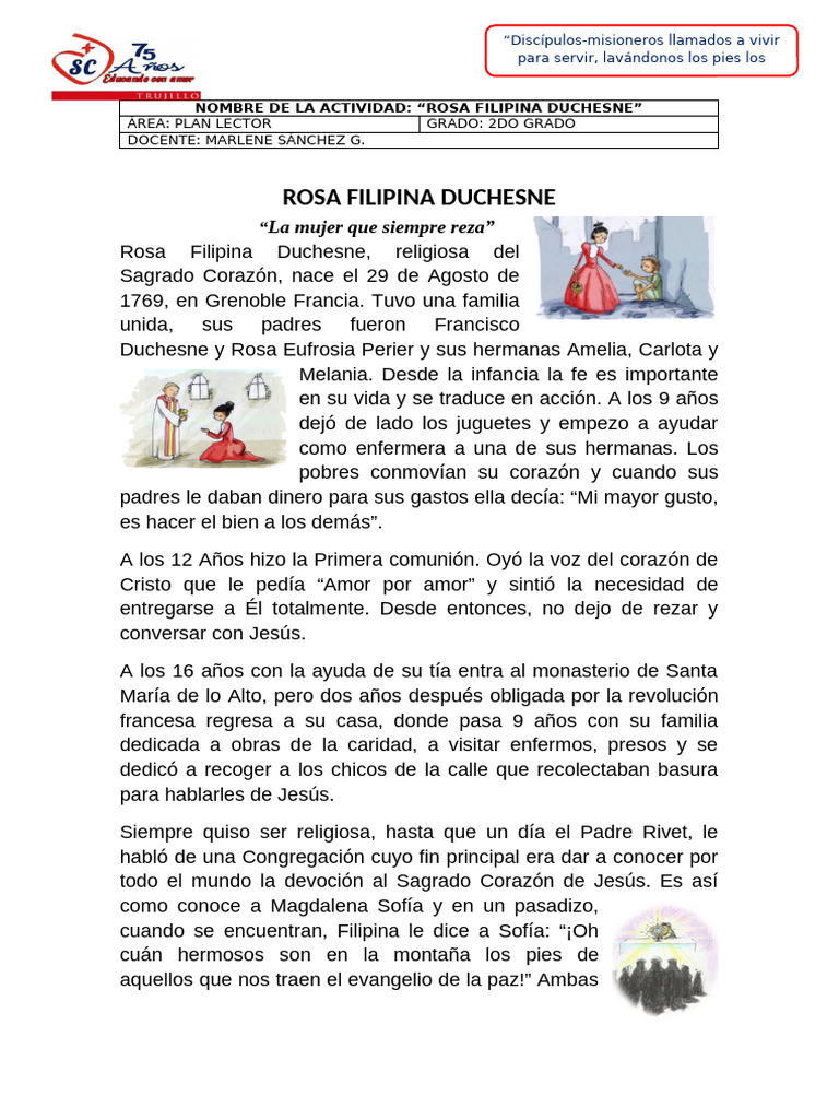 Plan Lector Rosa Filipina Duchesne 1111 | PDF | Iglesia Católica