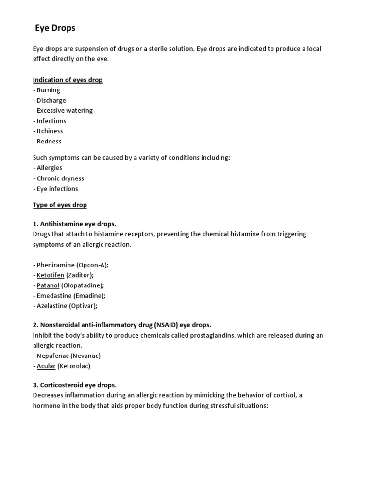 Eye Drops Definition PDF Allergy Drugs