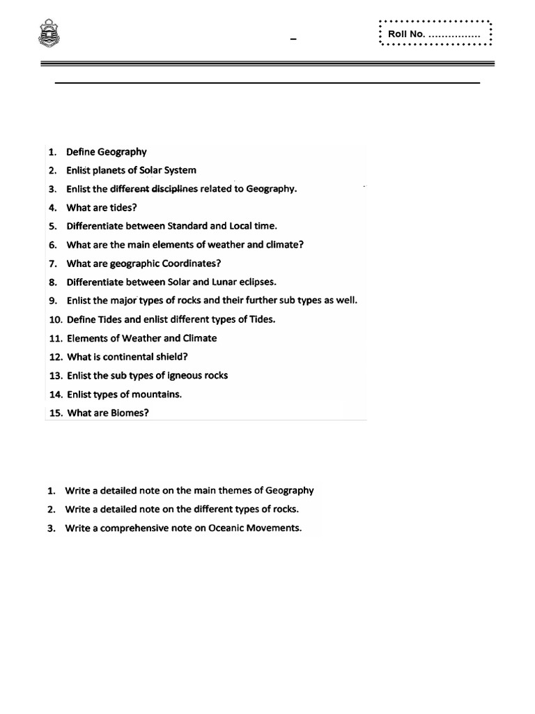 Geography Exam Paper GEOG-211 | PDF