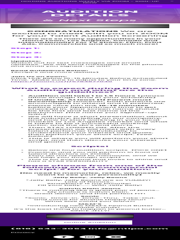 National Performance Academy Audition Guide | PDF